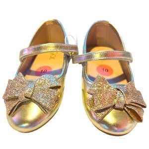 *NWT* Gold Glitter Bow Kids Ballet Flat
